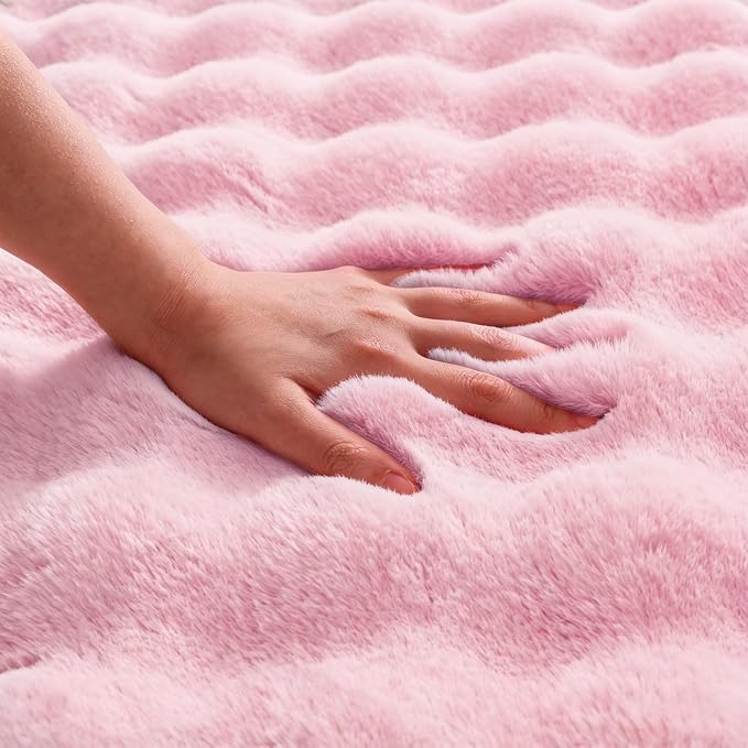Pink Rabbit Plush Rug 5'x7', Fluffy Shaggy Area Rug - Image 6