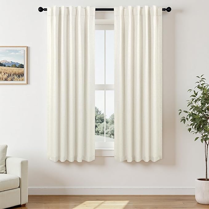 Pitalk Nursery Curtains for Girls Room Linen Black Out Back Tab Rod Pocket by Pitalk