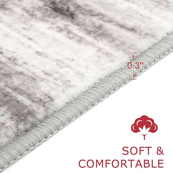 KOZYFLY Modern Abstract Hallway Runner, 2x10 Washable Rug Non-Slip Soft Striped - Image 2