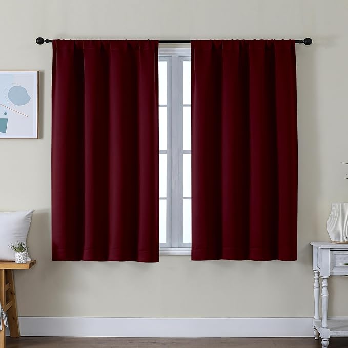 Simplebrand Ava Burgundy Short Blackout Curtains by Simplebrand