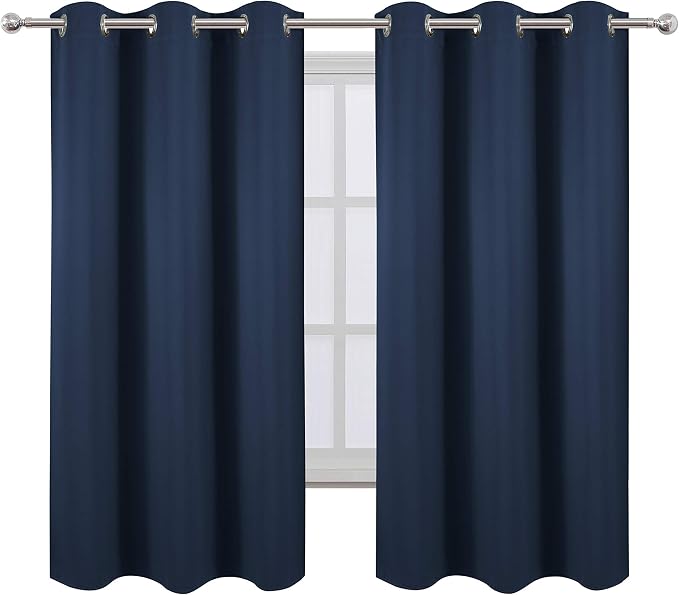 Navy Blue Blackout Curtains 34 x 63 Inch Length/Set of 2 Curtain Panels/Thermal - Image 2