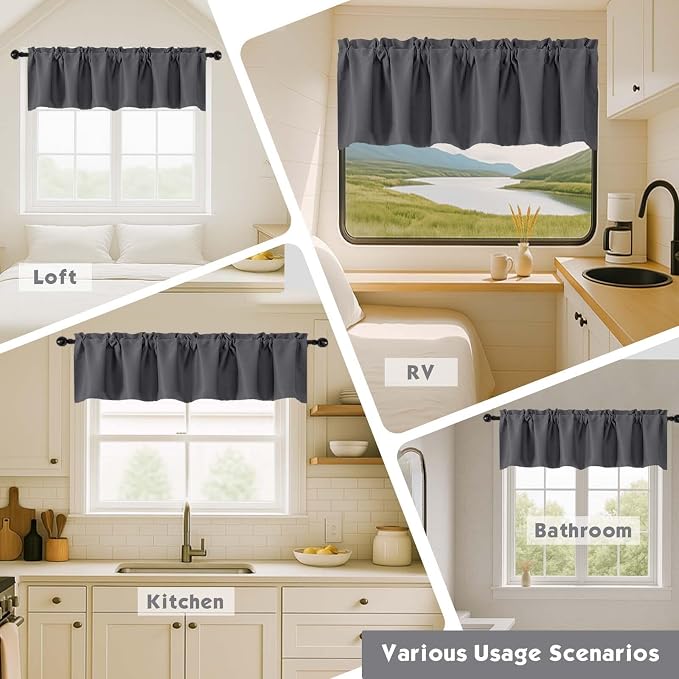 Chyhomenyc Blackout Valances for Windows, Short Window Valance Curtains for - Image 7