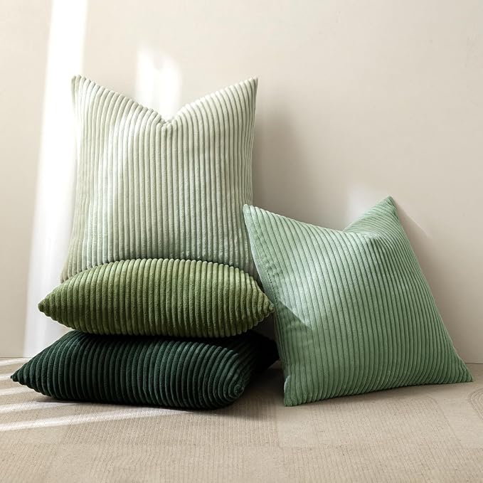MIULEE Boho Farmhouse Sage Green Throw Pillow Covers 18x18 Inch Set of 4 - Image 4