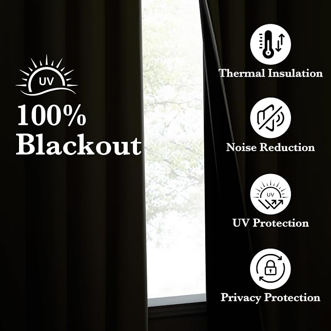 NICETOWN 100% Blackout Muted Beige Curtains 84 inches Long, Grommet Energy - Image 3