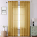 Lecloud Gold Sheer Curtains 90 Inches Long 2 Panels, Breathable Solid Voile by Lecloud