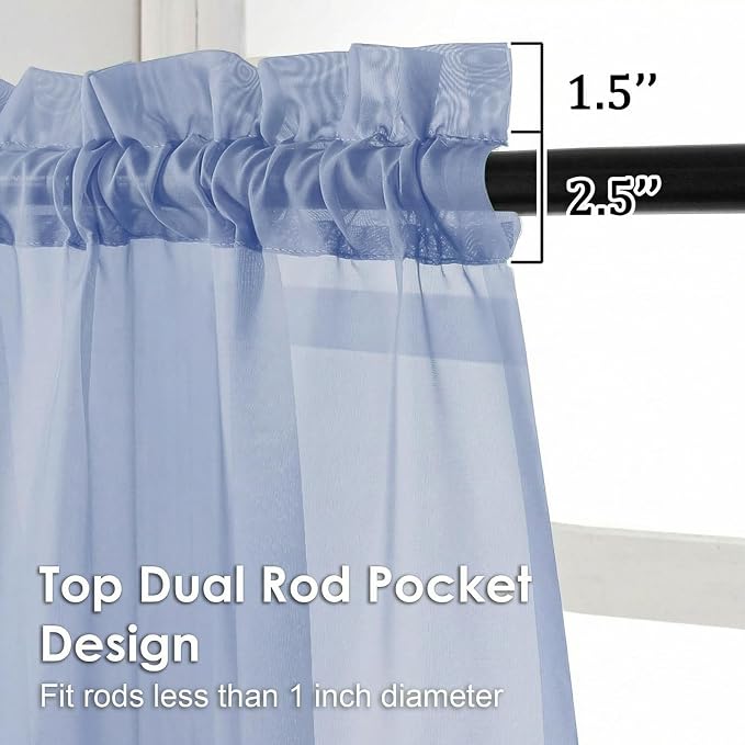OVZME Sheer Curtains 63 inch Length 2 Panels Set - Image 3