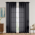 OVZME Black Sheer Curtains 84 Inches Long 2 Panels Set, Light Filtering Sheer by OVZME