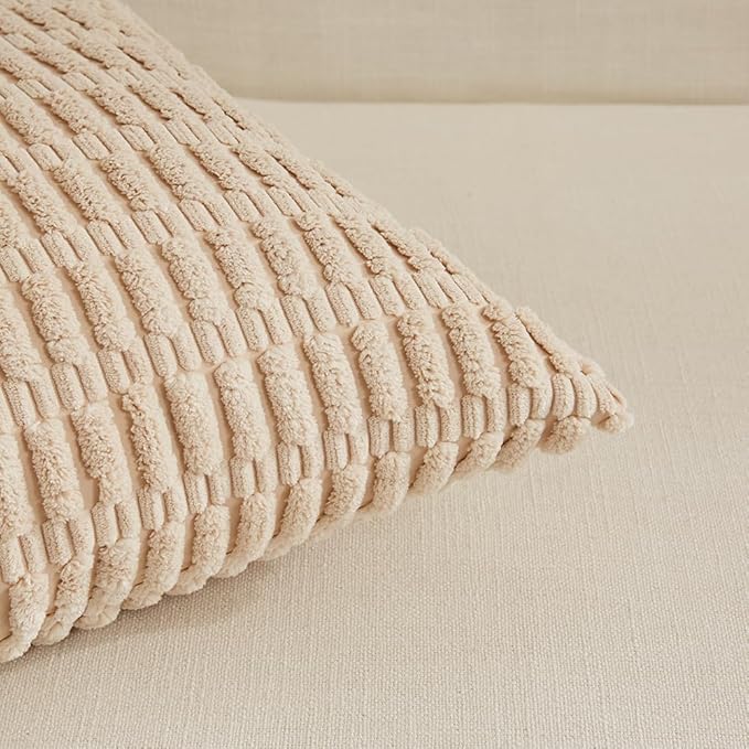 Fancy Homi 4 Packs Neutral Decorative Throw Pillow Covers 22x22 Inch - Image 4
