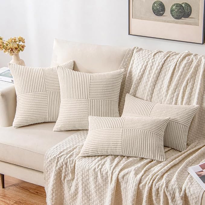 MIULEE Beige Decorative Throw Pillow Covers 20x20 Inch - Image 4