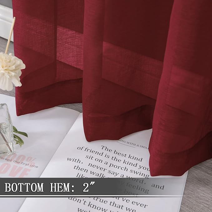 Tollpiz Short Sheer Curtains Linen Textured Living Room Curtain Sheers Light - Image 4