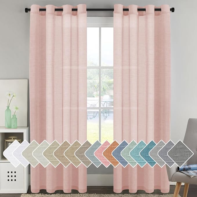 H.VERSAILTEX Linen Curtains 90 inches Long Linen Curtains/Natural Linen Blended by HVERSAILTEX