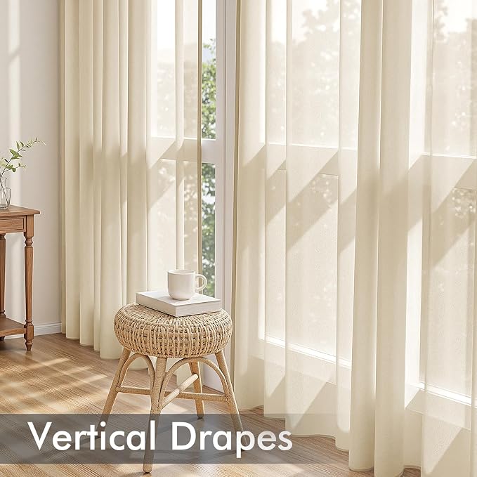MIULEE Cream Sheer Curtains 108 Inches Long 4 Panels 42 x 108 Inches | Light - Image 5