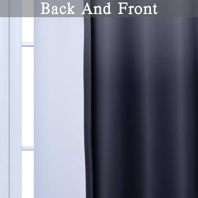 Gradient Color Ombre Blackout Curtains Thickening Polyester Eyelet Top Panels - Image 4