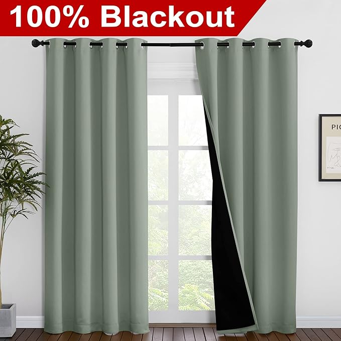 NICETOWN 100% Blackout Window Curtain Panels, Cold and Full Light Blocking - Image 2
