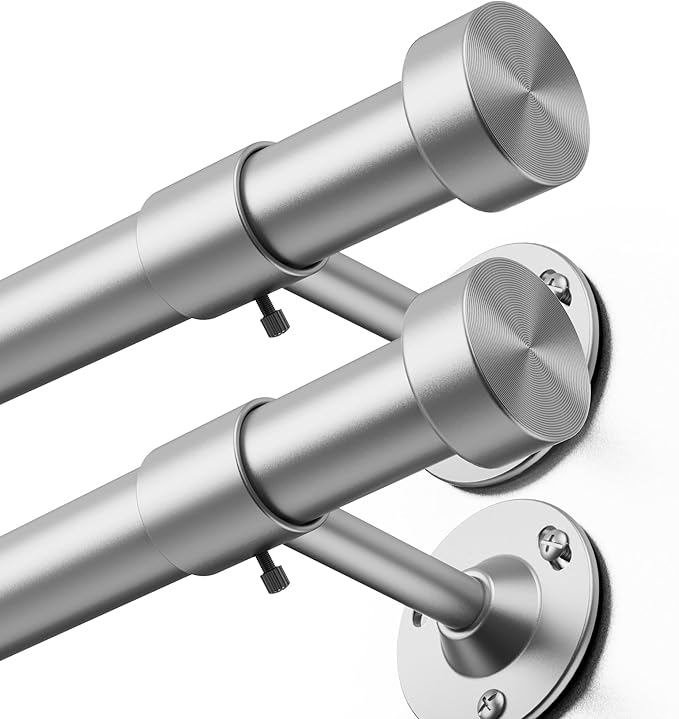 YaFex 2 Pack Heavy Duty Curtain Rods 32-60 Inch, 1 Inch Adjustable Curtain Rod by YaFex