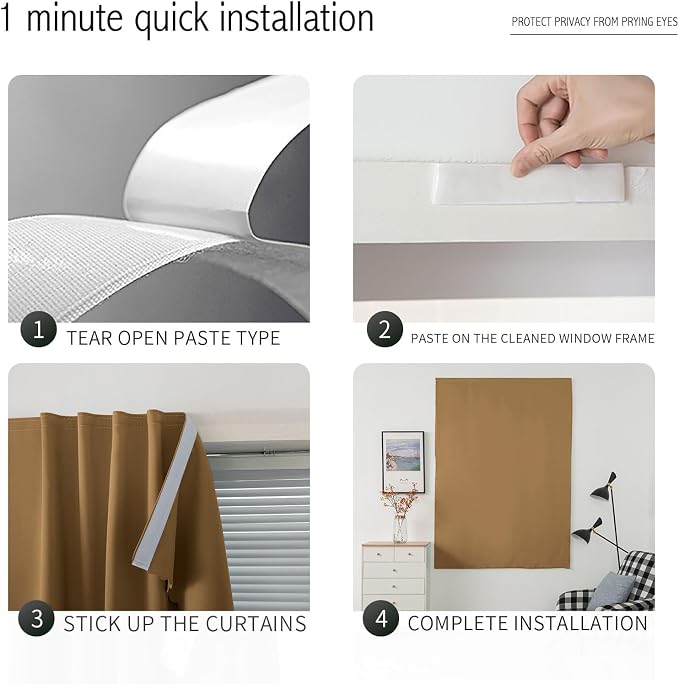 Self Adhesive Curtains, Stick Curtain Blackout Shades Window Cover Curtains - Image 3