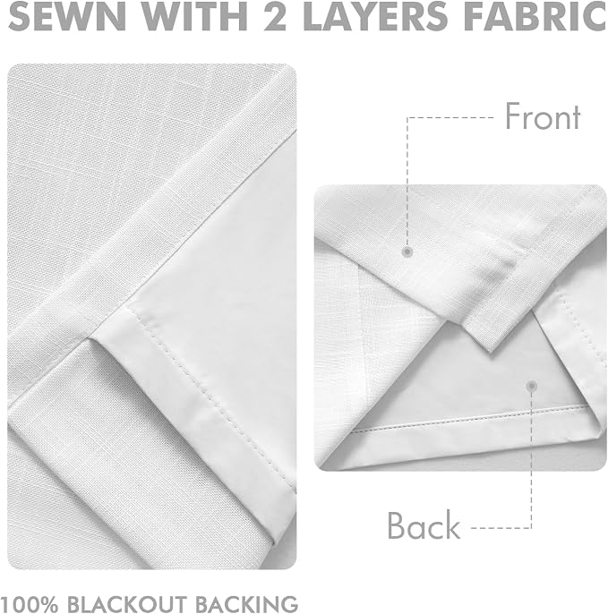 MIULEE White Pinch Pleated 100% Blackout Linen Curtains 40x84 Inches | Room - Image 5