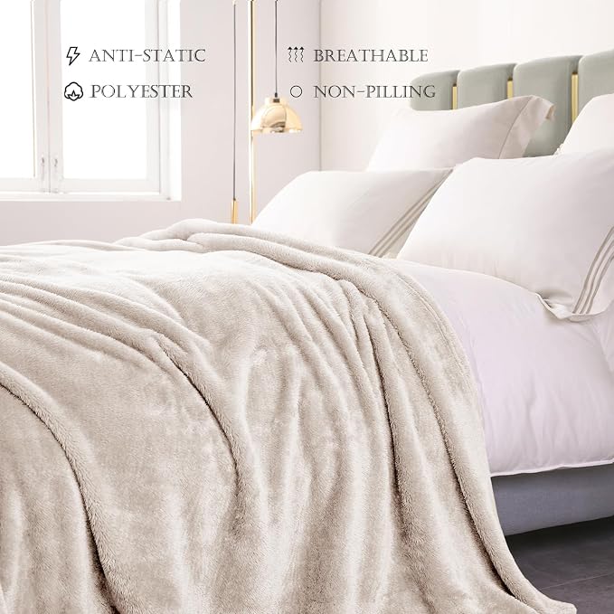 Exclusivo Mezcla Plush Fuzzy Fleece Bed Blanket Queen Size, Super Soft - Image 4