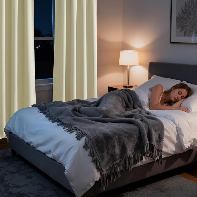 RYB HOME Bedroom Blackout Curtains 63 inches Long, 100% Blackout Thermal - Image 5