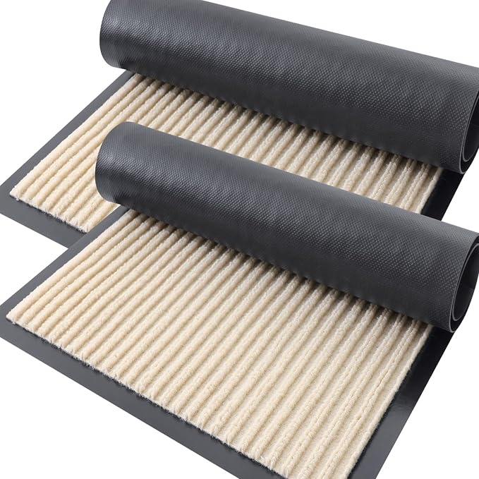 OLANLY 2-Pack Front Door Mats 35x23, Waterproof Heavy-Duty Doormats | Beige by OLANLY