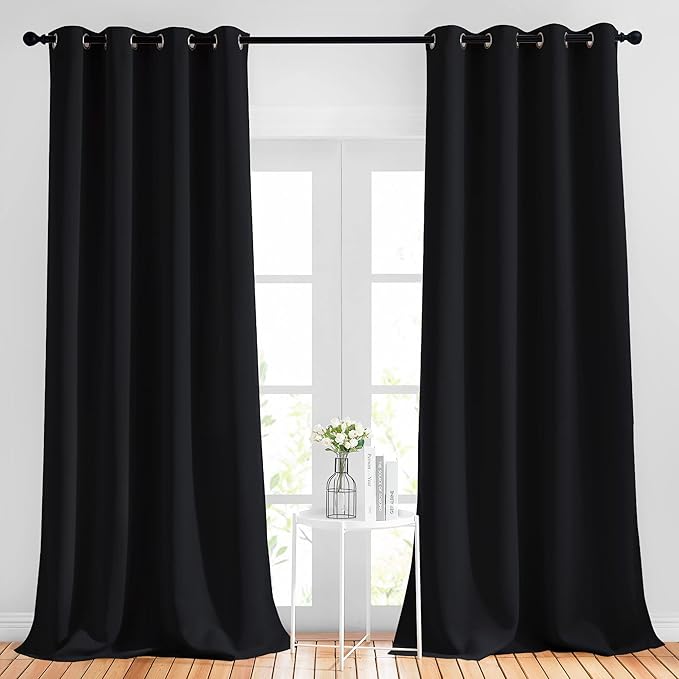 NICETOWN Blackout Black Curtains & Drapes 90 inches Long by NICETOWN