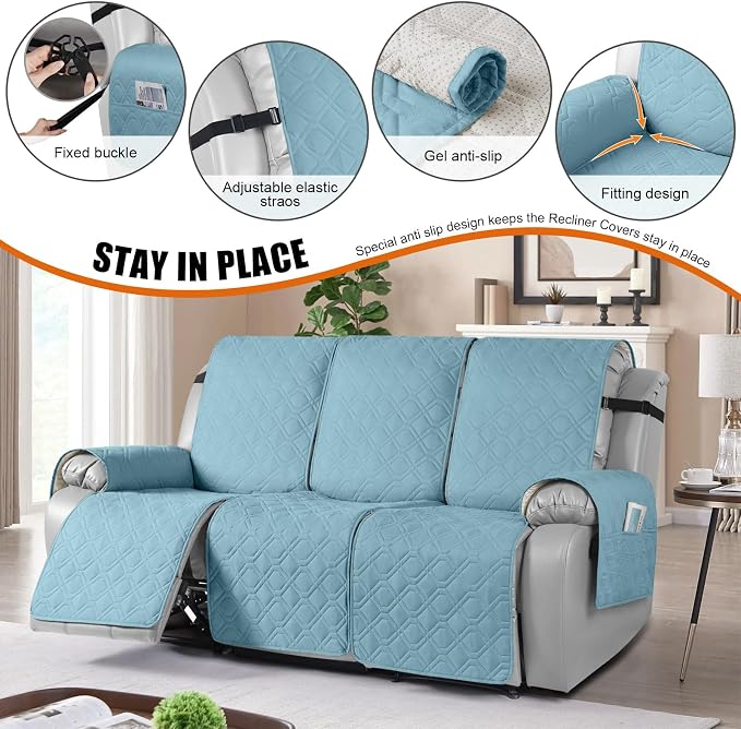 VANSOFY Waterproof Recliner Couch Covers, Sofa Covers 1-Piece Washable - Image 3