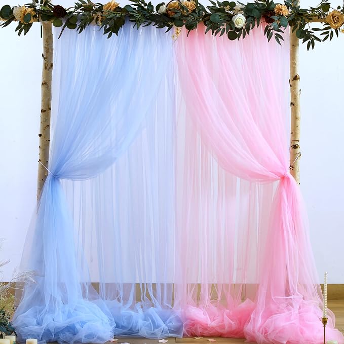 Pink and Blue Tulle Backdrop Curtains - Image 2