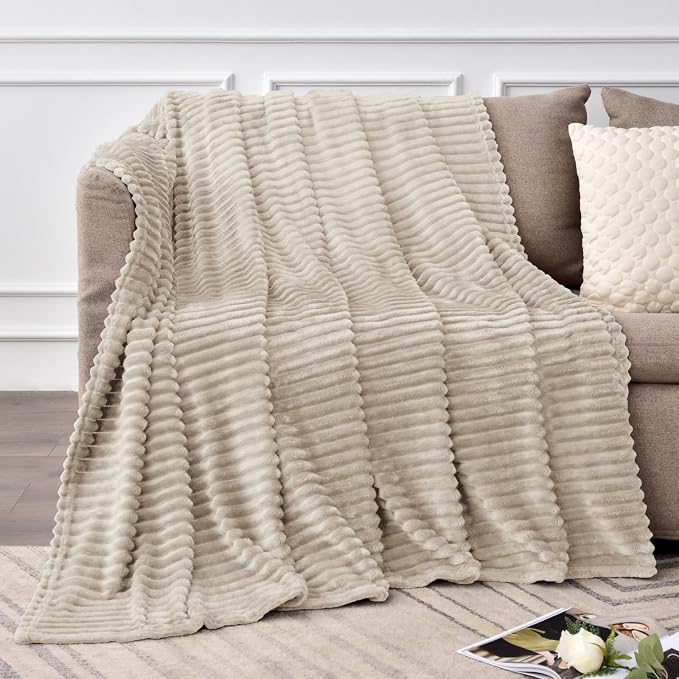 BEDELITE Fleece Blanket Twin Size – 3D Ribbed Jacquard Soft and Warm Decorative - Image 6