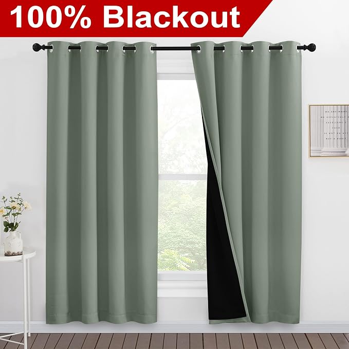 NICETOWN 100% Blackout Window Curtain Panels, Full Light Blocking Drapes - Image 2