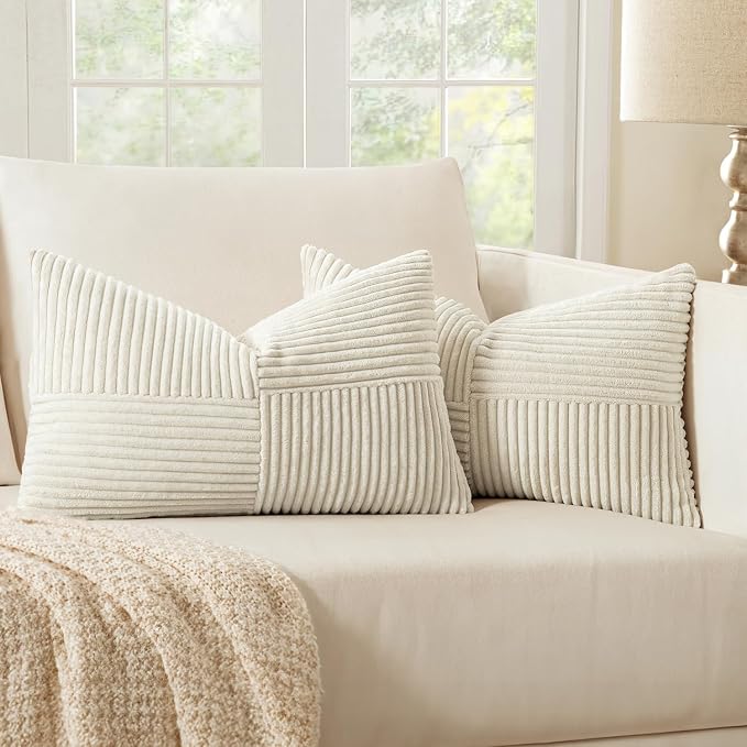 MIULEE Beige Decorative Lumbar Throw Pillow Covers 14x22 Inch by MIULEE