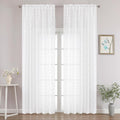 Chyhomenyc White Sheer Curtains 96 Inch Length 2 Panels Set, Light Filtering by Chyhomenyc