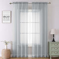 Lecloud Light Grey Sheer Curtains 90 Inches Long 2 Panels, Light Filtering by Lecloud