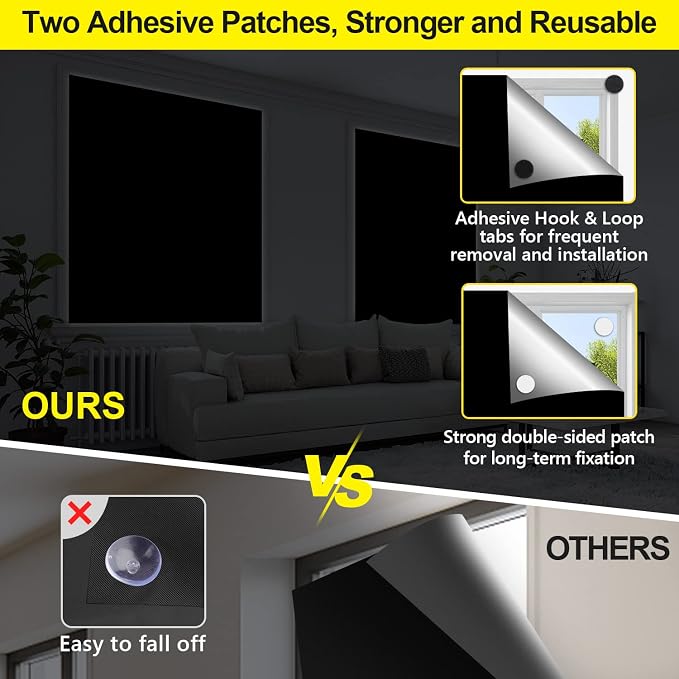 FADOTY 100% Blackout Curtains, Portable Black Out Window Cover Film, Cuttable - Image 3