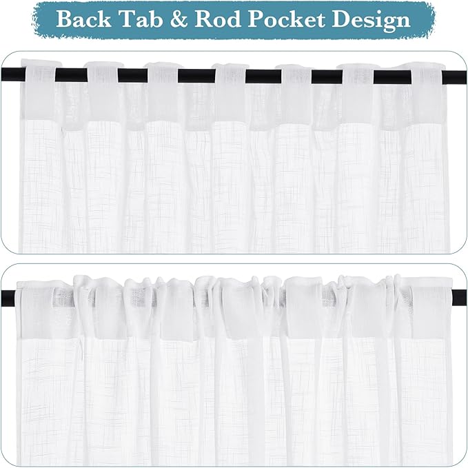 RYB HOME Linen Curtains Sheer - Image 2