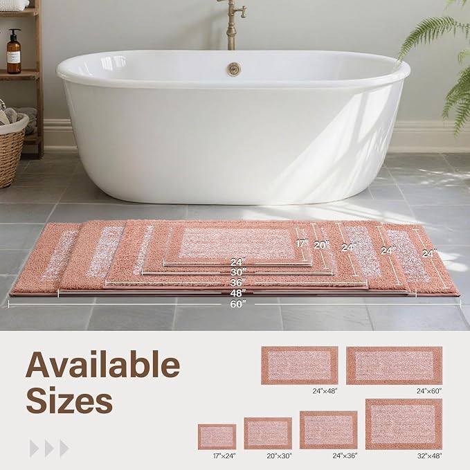 60x24 Long Bathroom Rugs Washable Non Slip, Soft Absorbent Quick Dry Mats - Image 6
