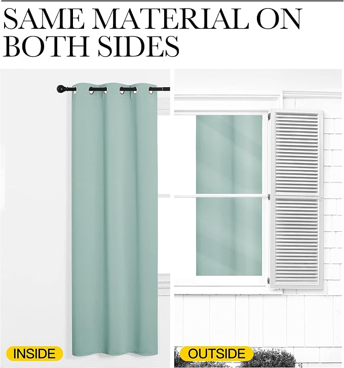 NICETOWN Aqua Blue Kitchen Blackout Short Curtain Panels - Image 5