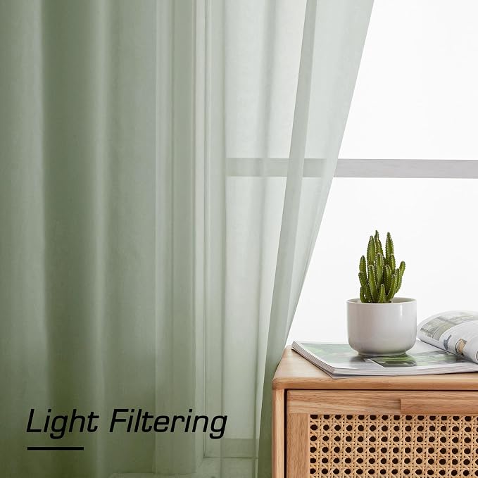OWENIE Short Sheer Curtains 30 Inches 2 Panels Set, Kitchen Tiers Light - Image 4