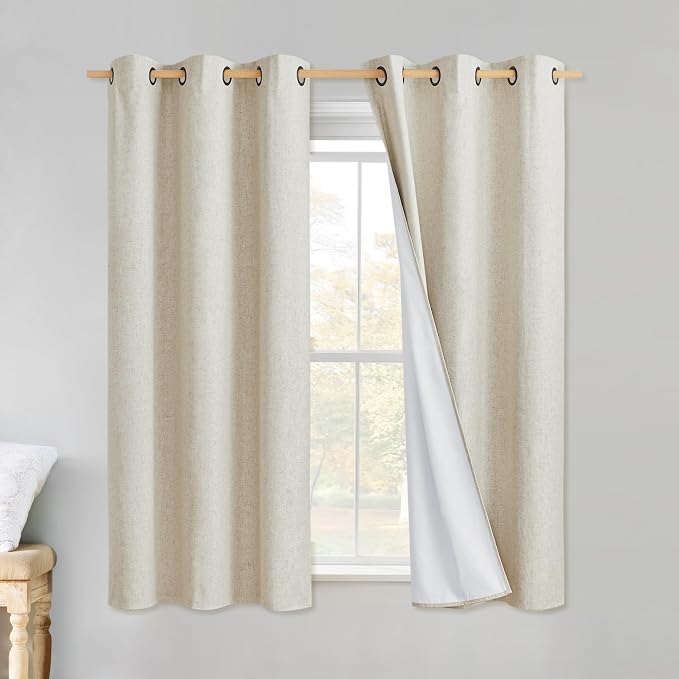 NICETOWN Linen Blackout Curtains 54" Long by NICETOWN