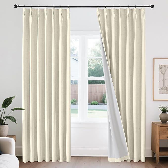 Joydeco Pinch Pleated Linen Curtains Darkening Drapes by JOYDECO