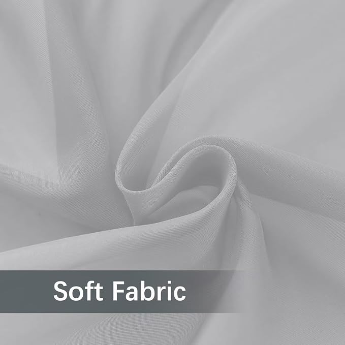 youleyar Solid Sheer Rod Pocket Curtain Voile Draperies 2 Panels White Beige - Image 6