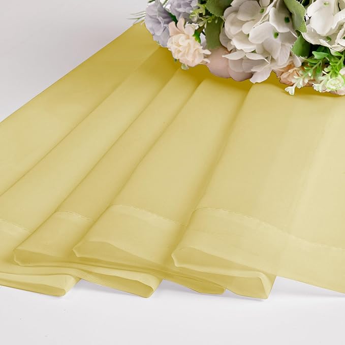 Chyhomenyc Mustard Yellow Sheer Curtains 45 Inches Long, Light Filtering Window - Image 3