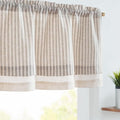 jinchan Linen Valance Curtain Striped Grey Small Window Curtain Double Layer by JINCHAN