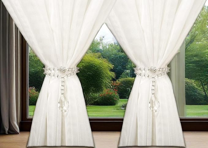 SUQ I OME 1 Pair of Luxury Crystal Beaded Magnetic Curtain Tieback and Holdback - Image 7