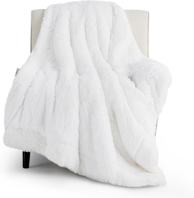 Bedsure GentleSoft Fuzzy Sherpa Faux Fur Twin Blanket White Cozy Gifts by BEDSURE