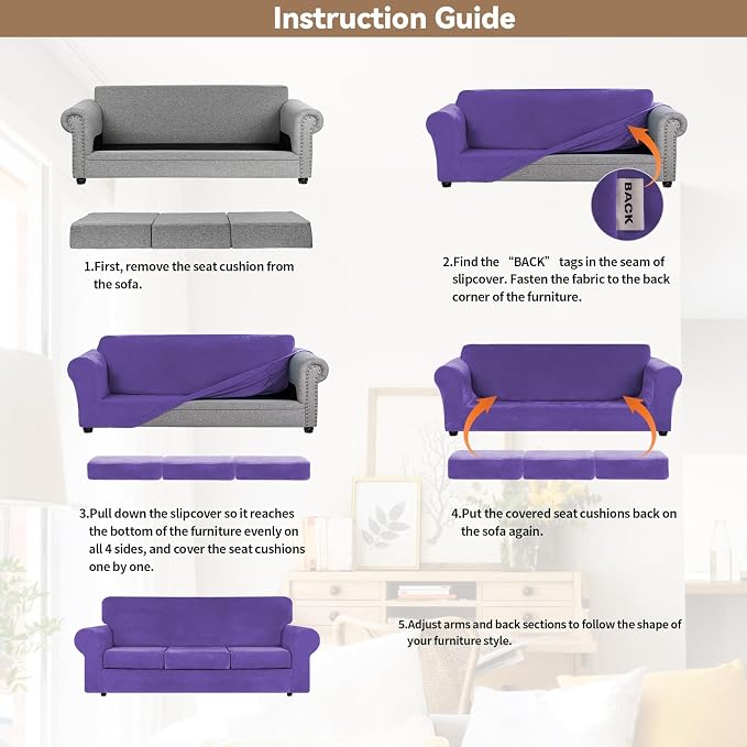 WEERRW 4 Pieces Velvet High Stretch Couch Covers - Image 5