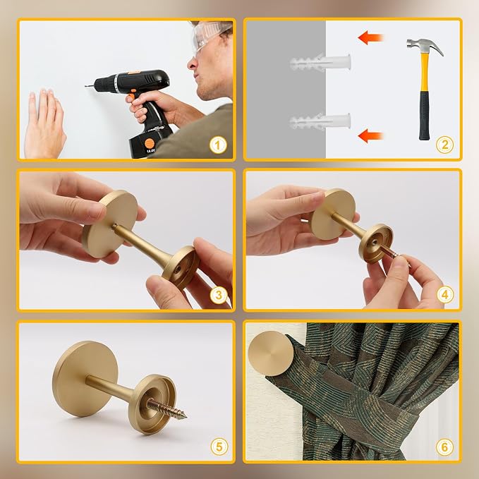 Curtain Tiebacks 2 Pack Curtain Holdbacks Zinc Alloy Curtain Tiebacks Wall - Image 4