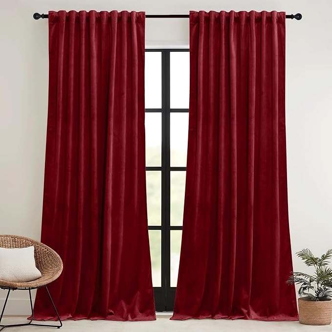 RYB HOME Red Velvet Curtains 84 inches - Image 7