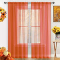 SpaceDresser Basic Rod Pocket Sheer Voile Window Curtain Panels Jaffa Orange 1 by SpaceDresser