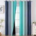 Estelar Textiler Navy Blue and Teal Gradient Blackout Curtains by ESTELARTEXTILER