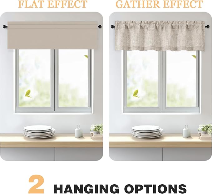 OWENIE Linen Valances for Windows 1 Pcs, Light Filtering Textured Farmhouse - Image 5